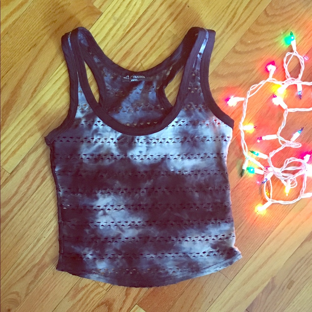 Blue tie dye cut out racerback tank top. One Size